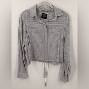 Abercrombie and Fitch Womens Button Down Shirt Size XSmall Grey Striped
